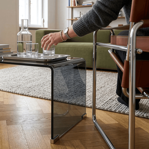 Mesa de centro Väsas montada vidro temperado 90x45x35 cm Cinzento en.casa