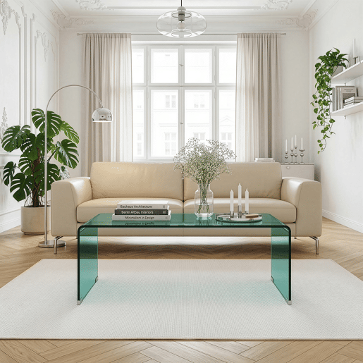 Mesa de centro Väsas montada vidro temperado 90x45x35 cm Verde en.casa