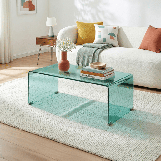 Mesa de centro Väsas montada vidro temperado 90x45x35 cm Verde en.casa