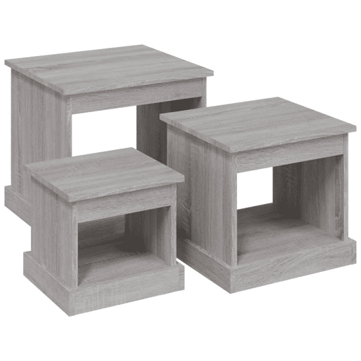 3pcs Mesas de Centro - Mesas baixas derivados de madeira cinzento sonoma