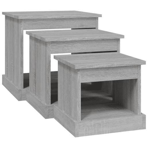 3pcs Mesas de Centro - Mesas baixas derivados de madeira cinzento sonoma
