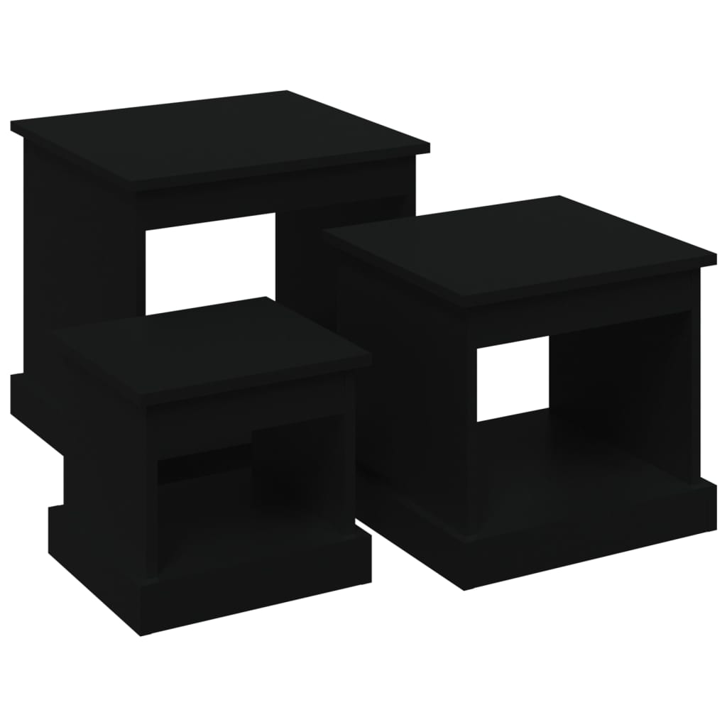 3 pzs Mesas de Café - Mesas de Centro 48x45 Negro