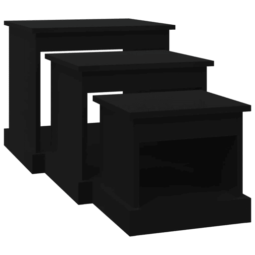 3pcs Mesas de Centro - Mesas baixas derivados de madeira preto