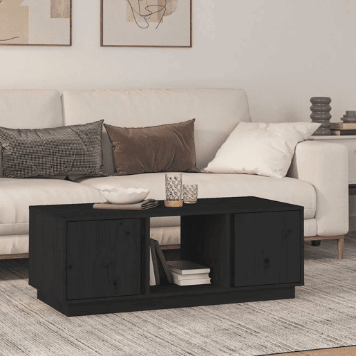 Mesa de Centro, Mesa baixa, 110x50x40 cm madeira de pinho maciça preto
