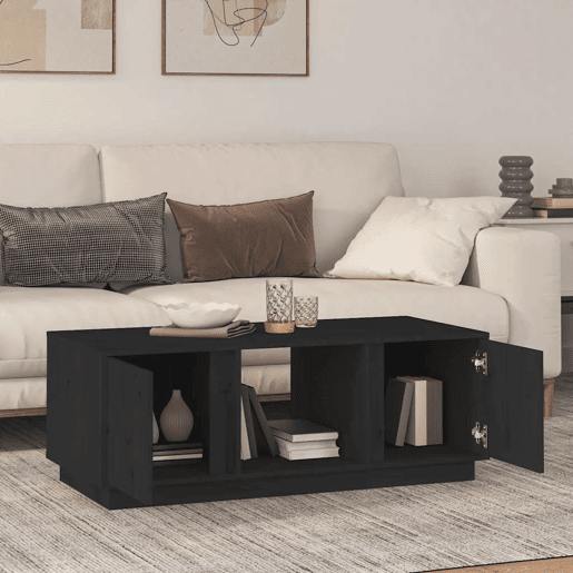 Mesa de Centro, Mesa baixa, 110x50x40 cm madeira de pinho maciça preto