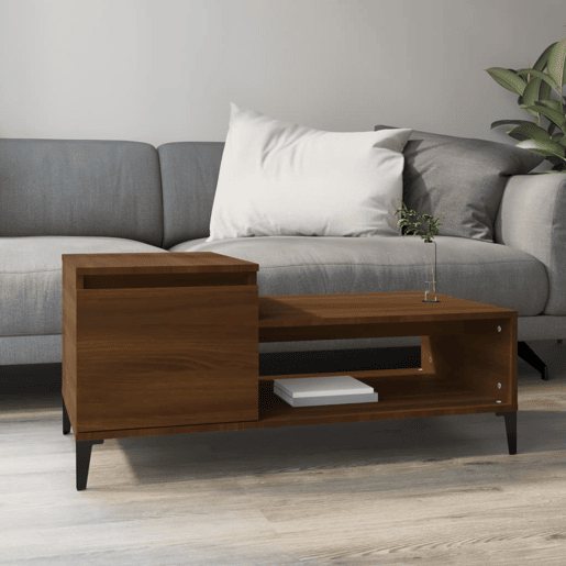 Mesa de Centro, Mesa baixa, 100x50x45 cm derivados madeira carvalho castanho