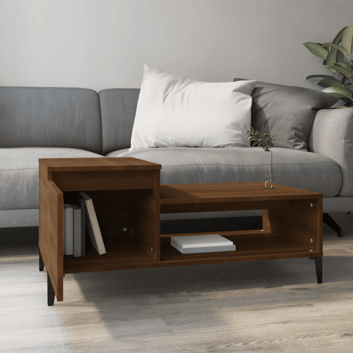 Mesa de Centro, Mesa baixa, 100x50x45 cm derivados madeira carvalho castanho