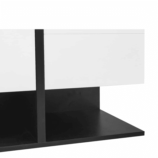 Mesa de centro quadrada 70x70x35,5 cm - 2 gavetas, com arrumação, design elegante - Preto e Branco
