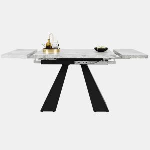 Mesa de jantar extensível 99-159x74 cm - Mesa compacta com design flexível - Cinza