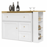 Mesa de bar extensível 138-204×39×105 cm - Com arrumação, prateleira para snacks, mesa alta telescópica, ilha de cozinha - Branca