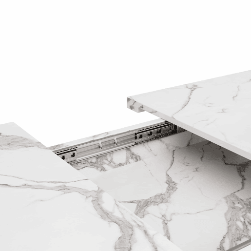 Mesa extensível 120-160 cm - Mesa de jantar extensível - Pernas de ferro cruzadas - Branco e Preto