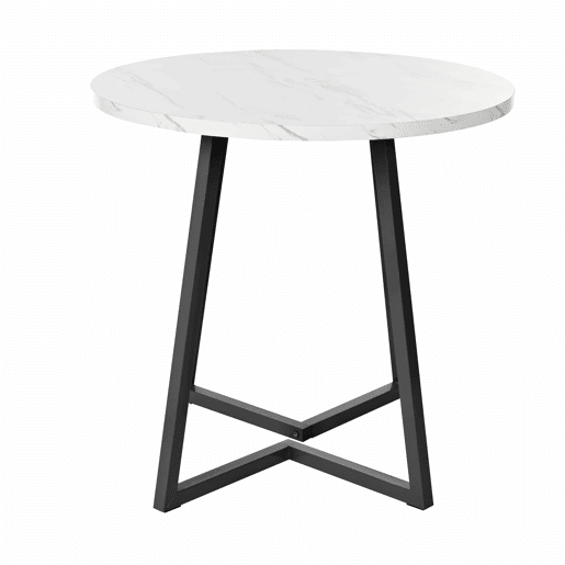 Mesa redonda 1 peça - Mesa de cozinha com estrutura metálica única - Branco Preto