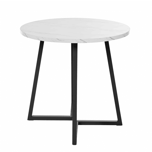 Mesa redonda 1 peça - Mesa de cozinha com estrutura metálica única - Branco Preto