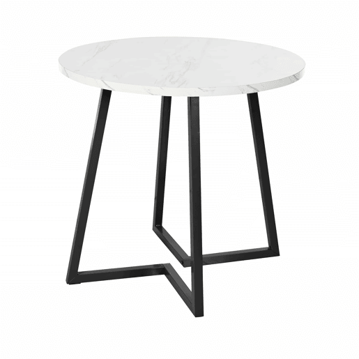 Mesa redonda 1 peça - Mesa de cozinha com estrutura metálica única - Branco Preto