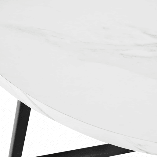 Mesa redonda 1 peça - Mesa de cozinha com estrutura metálica única - Branco Preto