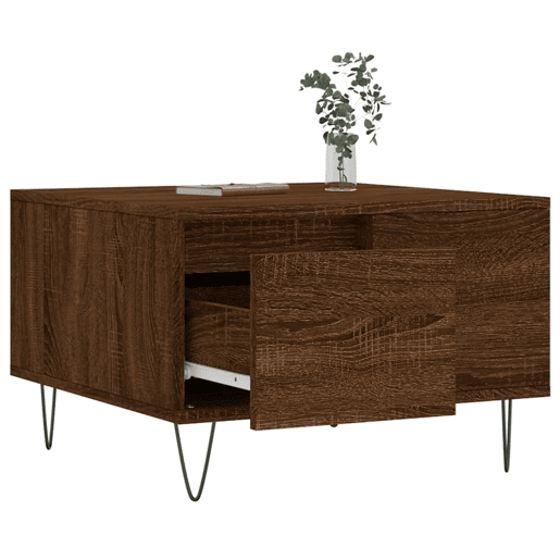 Mesa de Centro, Mesa baixa, 55x55x36,5cm derivados madeira carvalho castanho