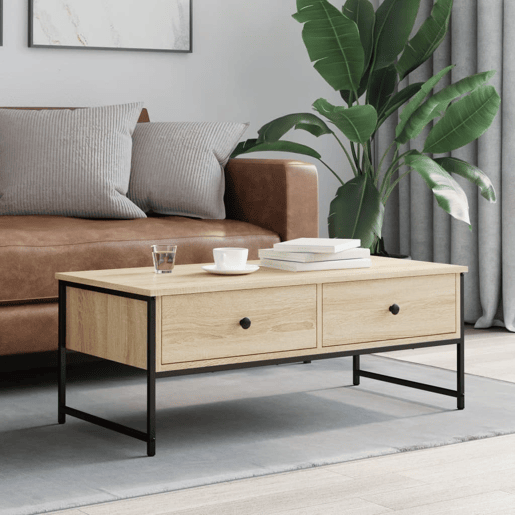 Mesa de Centro, Mesa baixa, 101x49x39,5 cm derivados madeira carvalho sonoma
