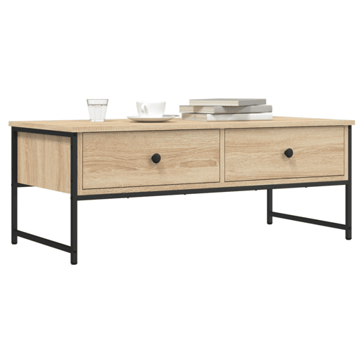 Mesa de Centro, Mesa baixa, 101x49x39,5 cm derivados madeira carvalho sonoma