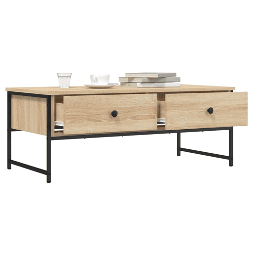 Mesa de Centro, Mesa baixa, 101x49x39,5 cm derivados madeira carvalho sonoma