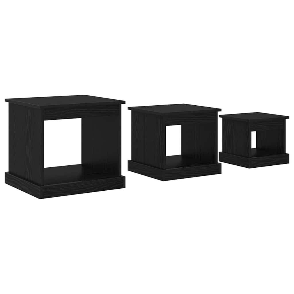 3 pzs Mesas de Café - Mesas de Centro 48x45 Negro/ Madera