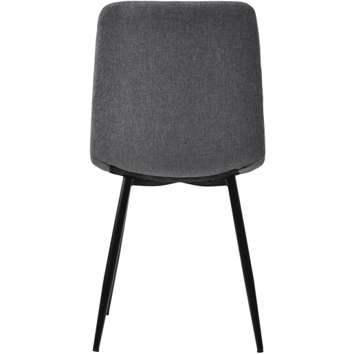 Conjunto de mesa e cadeiras 5 peças - Mesa redonda 100 cm - Pernas metálicas pretas - Cadeiras em linho cinzento