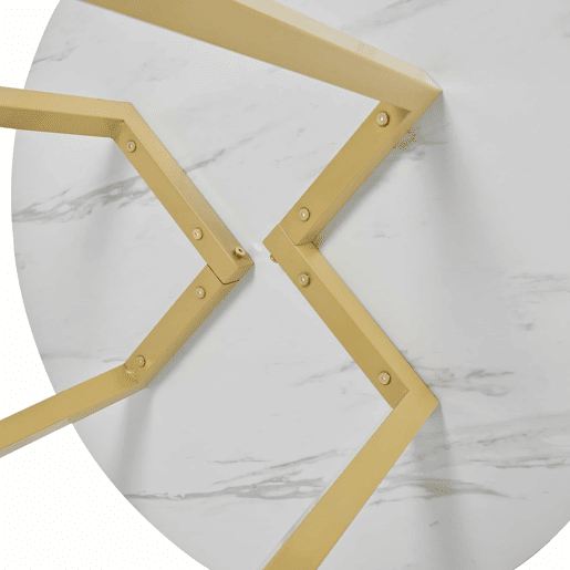 Conjunto de sala de jantar de 5 peças 80 cm - Mesa redonda com pernas metálicas douradas, cadeiras de veludo preto