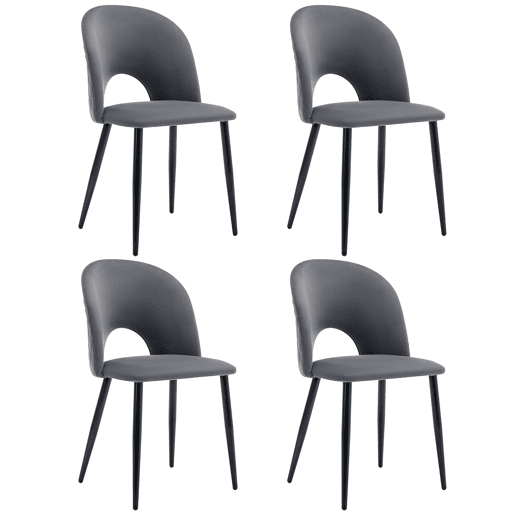 Conjunto de sala de jantar 117x68 cm - Mesa retangular moderna com 4 cadeiras, veludo cinzento, pernas douradas