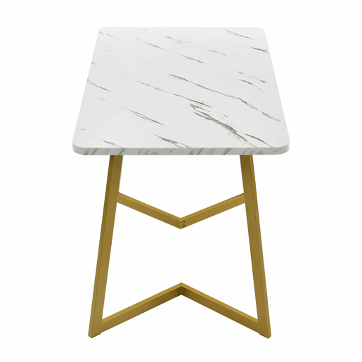 Conjunto de sala de jantar 117x68 cm - Mesa retangular moderna com 4 cadeiras, veludo cinzento, pernas douradas
