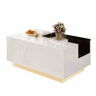 Mesa de centro 105 cm - com iluminação LED, tampo extensível, arrumação oculta, 16 cores - pretobranco