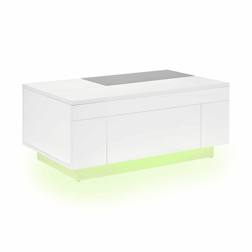 Mesa de centro 105 cm - com iluminação LED, tampo extensível, arrumação oculta, 16 cores - pretobranco Mesa de centro 105 cm - com iluminação LED, tampo extensível, arrumação oculta, 16 cores - pretobranco