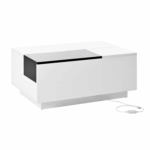 Mesa de centro 105 cm - com iluminação LED, tampo extensível, arrumação oculta, 16 cores - pretobranco Mesa de centro 105 cm - com iluminação LED, tampo extensível, arrumação oculta, 16 cores - pretobranco