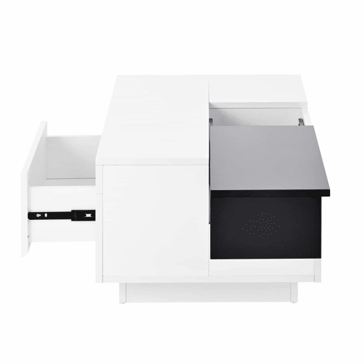 Mesa de centro 105 cm - com iluminação LED, tampo extensível, arrumação oculta, 16 cores - pretobranco Mesa de centro 105 cm - com iluminação LED, tampo extensível, arrumação oculta, 16 cores - pretobranco