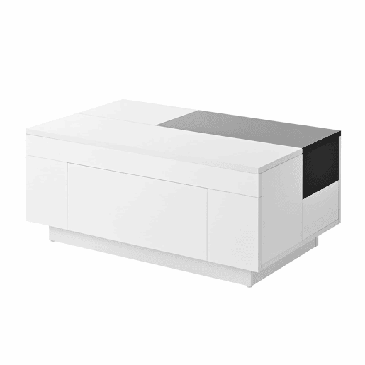 Mesa de centro 105 cm - com iluminação LED, tampo extensível, arrumação oculta, 16 cores - pretobranco Mesa de centro 105 cm - com iluminação LED, tampo extensível, arrumação oculta, 16 cores - pretobranco