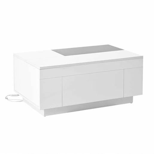 Mesa de centro 105 cm - com iluminação LED, tampo extensível, arrumação oculta, 16 cores - pretobranco Mesa de centro 105 cm - com iluminação LED, tampo extensível, arrumação oculta, 16 cores - pretobranco