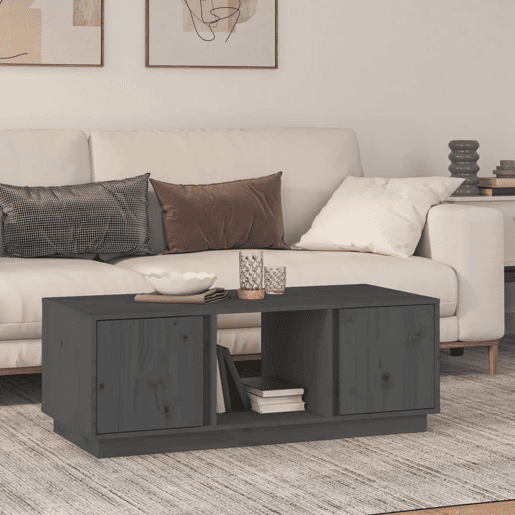 Mesa de Centro, Mesa baixa, 110x50x40 cm madeira de pinho maciça cinzento