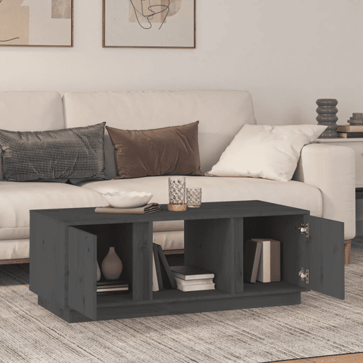 Mesa de Centro, Mesa baixa, 110x50x40 cm madeira de pinho maciça cinzento
