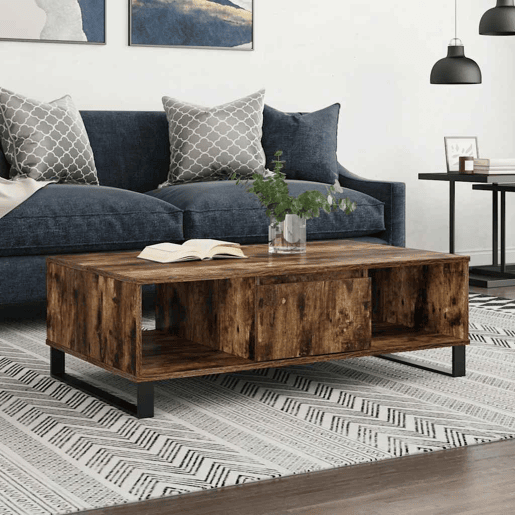 Mesa de Centro, Mesa baixa, 104x60x35cm derivados de madeira carvalho fumado