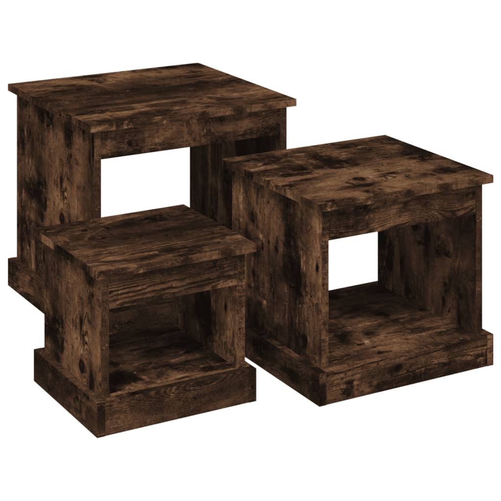 3 pzs Mesas de Café - Mesas de Centro 48x45 Roble