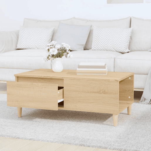 Mesa de Centro, Mesa baixa, 90x50x36,5 cm derivados madeira carvalho sonoma