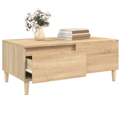 Mesa de Centro, Mesa baixa, 90x50x36,5 cm derivados madeira carvalho sonoma