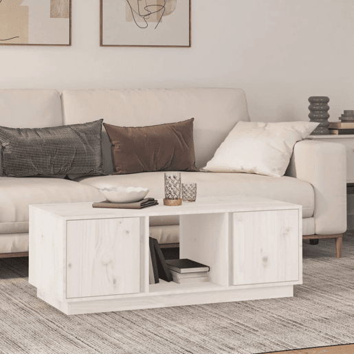 Mesa de Centro, Mesa baixa, 110x50x40 cm pinho maciço branco