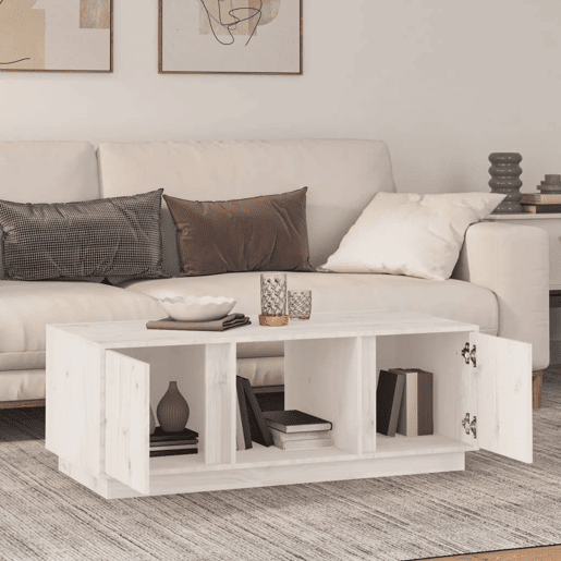 Mesa de Centro, Mesa baixa, 110x50x40 cm pinho maciço branco