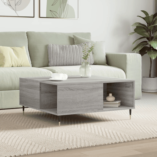 Mesa de Centro, Mesa baixa, 80x80x36,5 cm derivados madeira cinzento sonoma