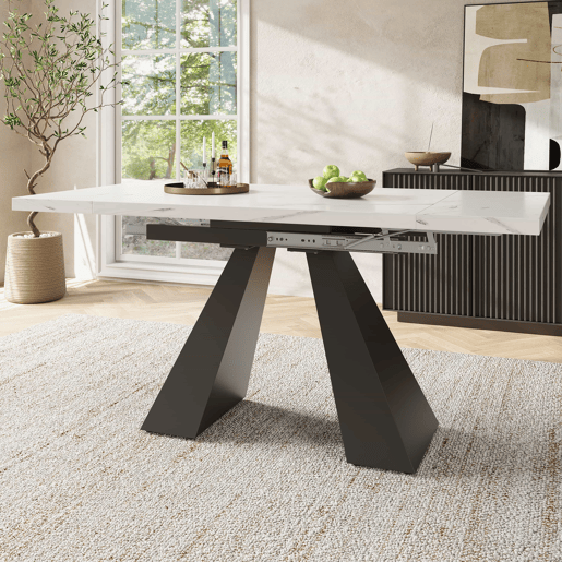Mesa extensível 99-159 cm - Mesa de jantar compacta, design flexível, para escritório e sala de estar - Branco