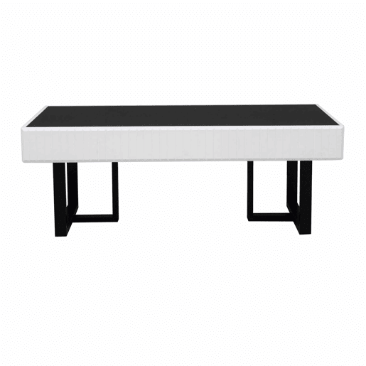 Mesa de centro 110x50,5 cm - estilo clássico, tampo alto brilho - Preto e Branco Mesa de centro 110x50,5 cm - estilo clássico, tampo alto brilho - Preto e Branco