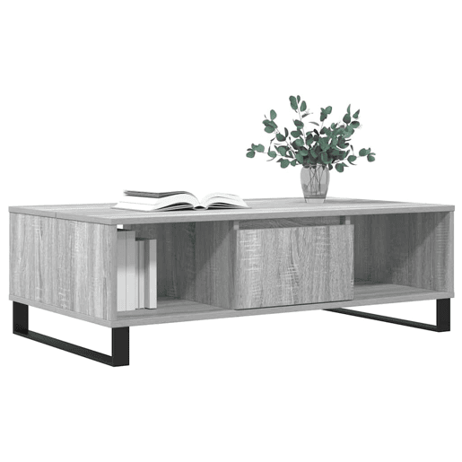 Mesa de Centro, Mesa baixa, 104x60x35 cm derivados madeira cinzento sonoma
