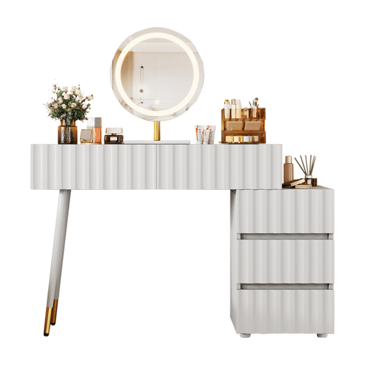 Toucador de mdf com espelho e 5 gavetas,branco Toucador de mdf com espelho e 5 gavetas,branco