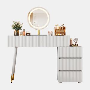 Toucador de mdf com espelho e 5 gavetas,branco