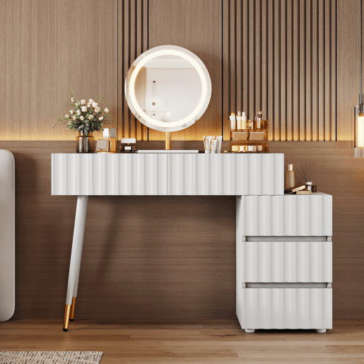 Toucador de mdf com espelho e 5 gavetas,branco Toucador de mdf com espelho e 5 gavetas,branco