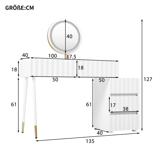 Toucador de mdf com espelho e 5 gavetas,branco Toucador de mdf com espelho e 5 gavetas,branco